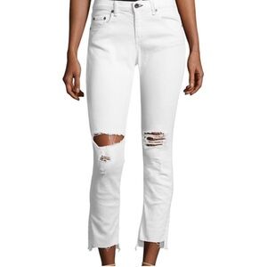 Rag & Bone NEW Dre Capri White Distressed NWT Size 28
